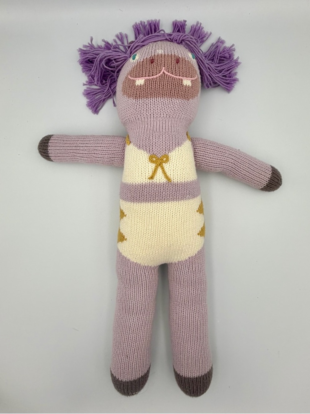 Plush Knit Animal & Doll Bundle - Pink, Lavender, Gray, Brown - Picture 5 of 6
